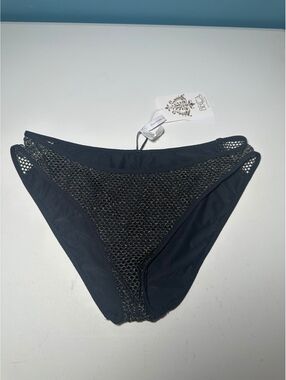 BECCA Black Mesh Bikini Bottoms Size Large